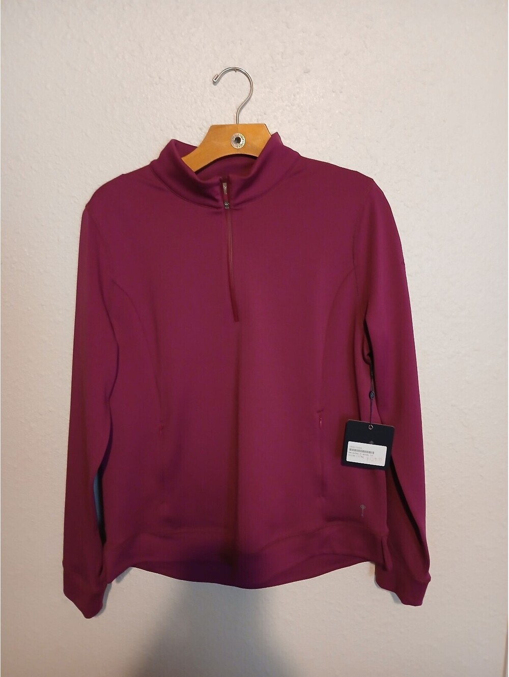 G052. Belyn Key Abbey Mock Long Sleeve Top in Magenta, Size M